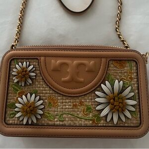 Tory Burch Brown Floral Crossbody Bag
